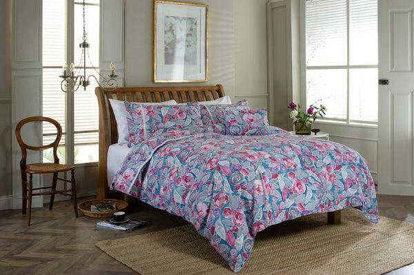 Deyongs Misty Blue Soft Cotton Duvet Set With Cushion Cover