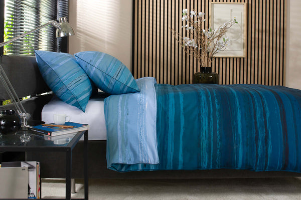 Deyongs Ocean Blue Printed Percale 100% Cotton Bedding Duvet Set