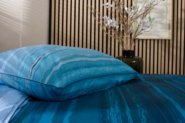 Deyongs Ocean Blue Printed Percale 100% Cotton Bedding Duvet Set