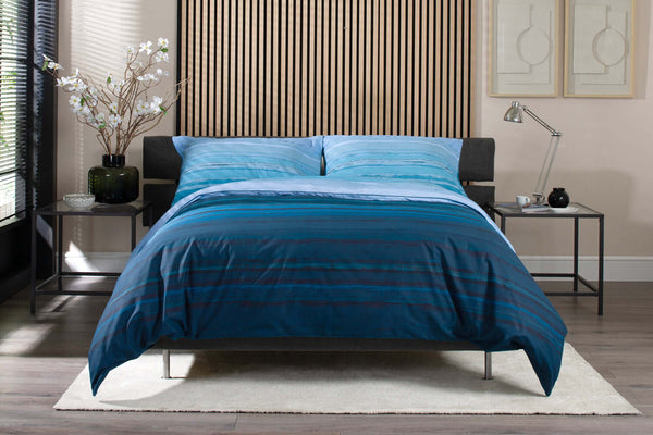 deyongs Ocean Blue Printed Percale 100% Cotton Bedding Duvet Set