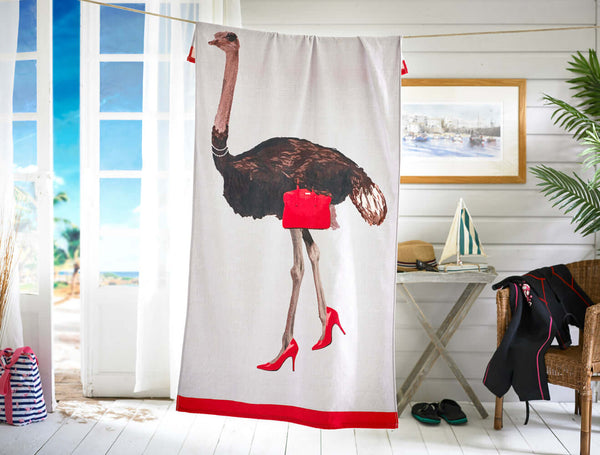 deyongs Ostrich Printed Cotton Velour Beach Towel 75x150cm