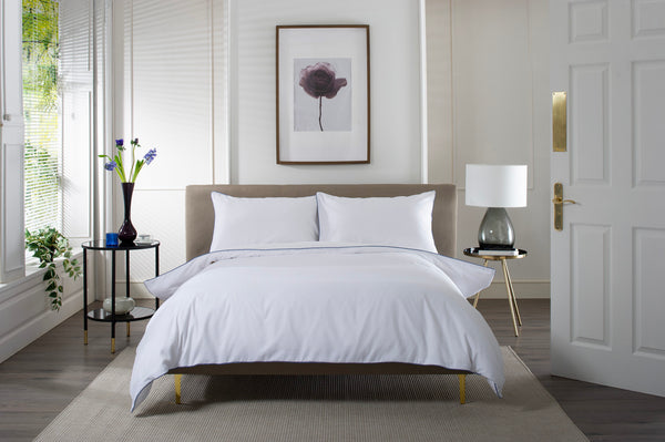 Deyongs Ridgeway 240 Thread Count 100% Cotton White Sateen Stripe Duvet Cover Set