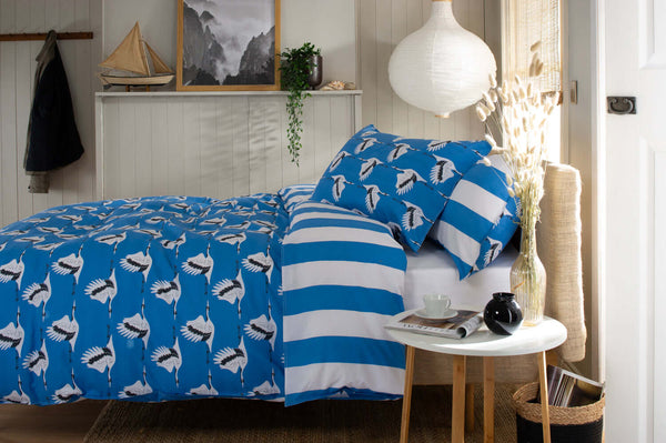 Deyongs Sedge Blue Reversible Duvet Set With Fabric Bag