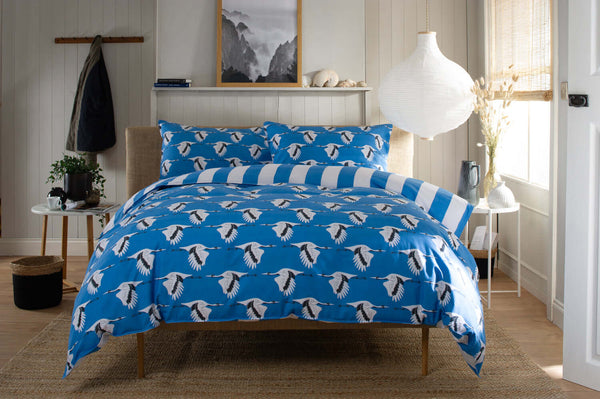 Deyongs Sedge Blue Reversible Duvet Set With Fabric Bag