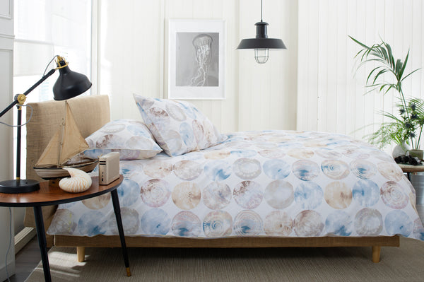 Deyongs Shell Mother Of Pearl Cotton Duvet Set With Fabric Bag