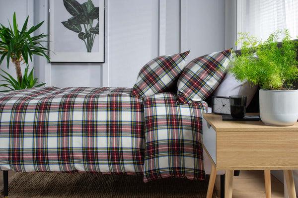 Deyongs Stewart Dress Tartan Check Brushed Cotton Duvet Set With Fabric Bag