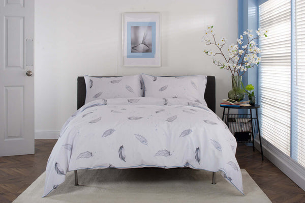 deyongs Swirl of Feathers Printed Percale Cotton Duvet Set