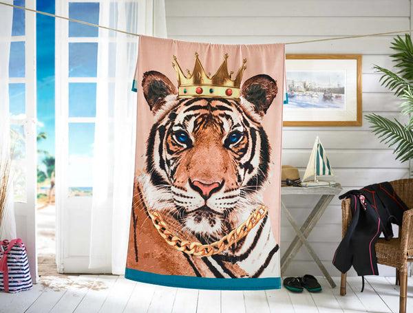 deyongs Tiger Printed Cotton Velour Beach Towel 90x180cm