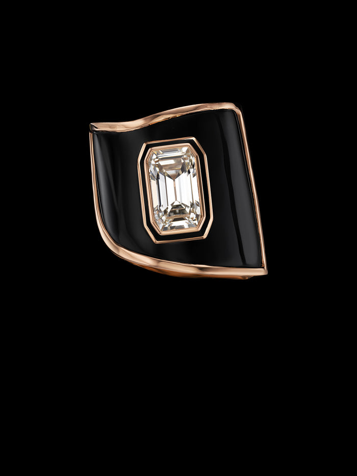 dezso by sara beltran Antique Emerald Diamond Ring with Onyx on Diamond Band