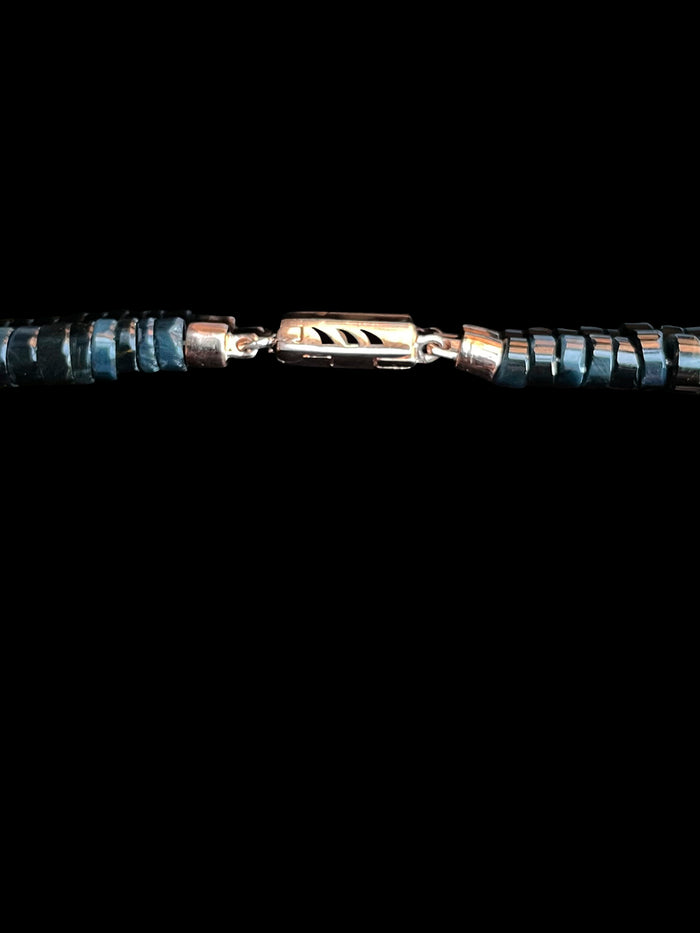 Dezso By Sara Beltran Blue Tiger Eye And Coco Shell Enameling Fin Puka 9mm