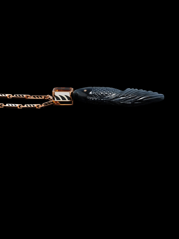 Dezso By Sara Beltran Blue Tiger Eye Fish With Citrine