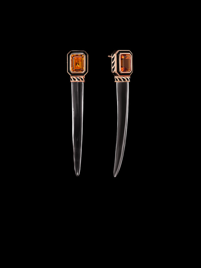 Dezso By Sara Beltran Carved Crystal Tusk Earrings With Citrine