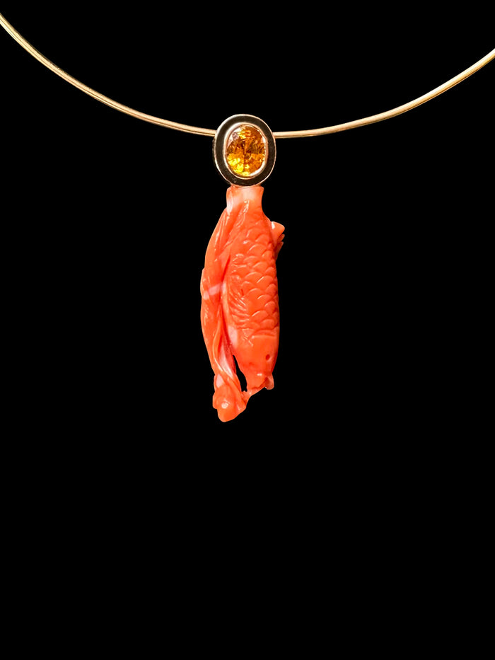 Dezso By Sara Beltran Classic Coral Fish With Orange Sapphire