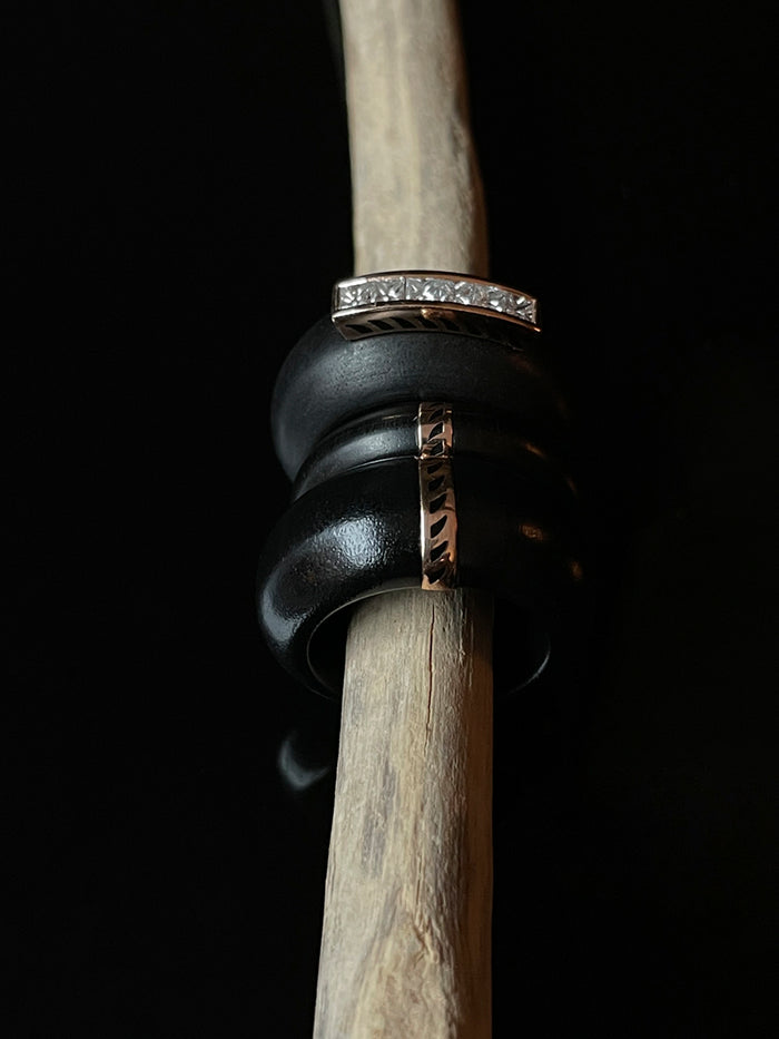 Dezso By Sara Beltran Classic Ebony Wood Ring With Gold