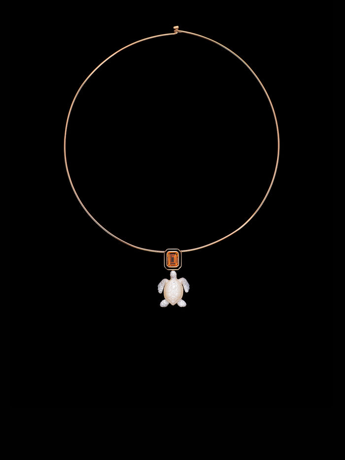 Dezso By Sara Beltran Classic Mother Of Pearl Turtle With Emerald Cut Citrine 2