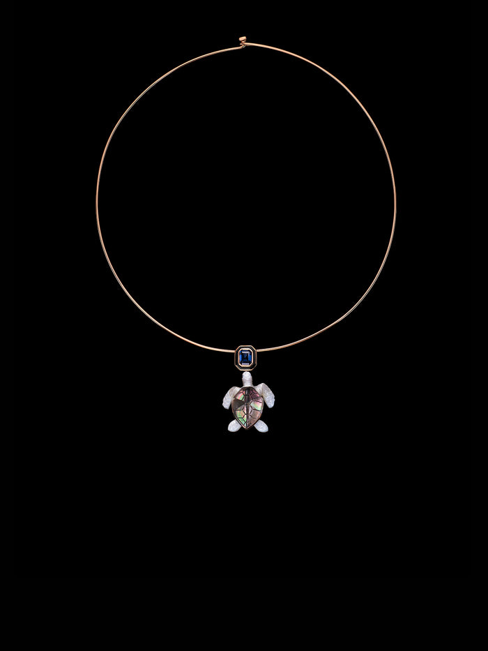 Dezso By Sara Beltran Classic Mother Of Pearl Turtle With Sapphire 3