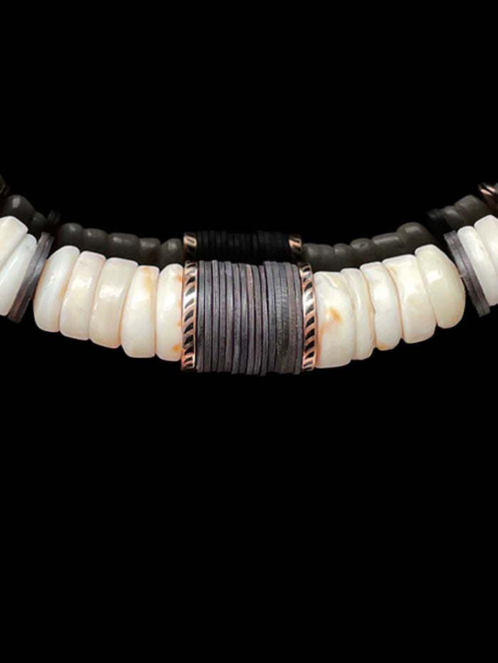 Dezso By Sara Beltran Classic White Shell And Coco Shell Shark Fin Puka 15 Mm