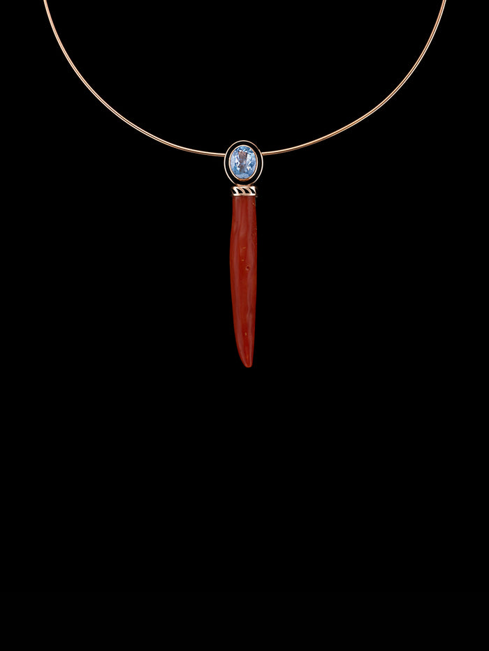 dezso by sara beltran Coral Cornetto with Oval Cut Aquamarine