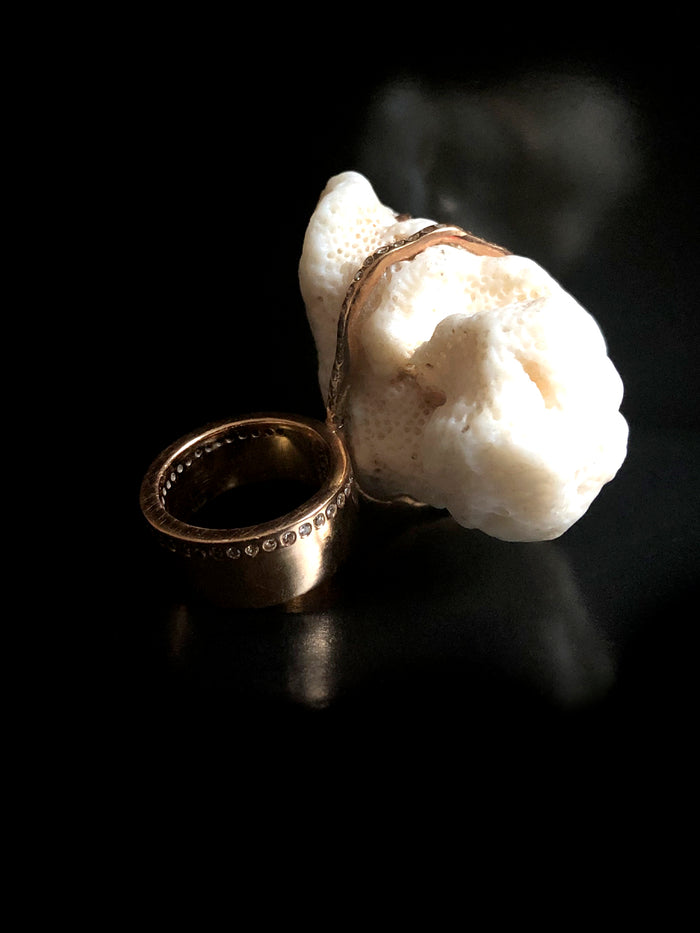 Dezso By Sara Beltran Coral Ring With Diamond Pave And Polki