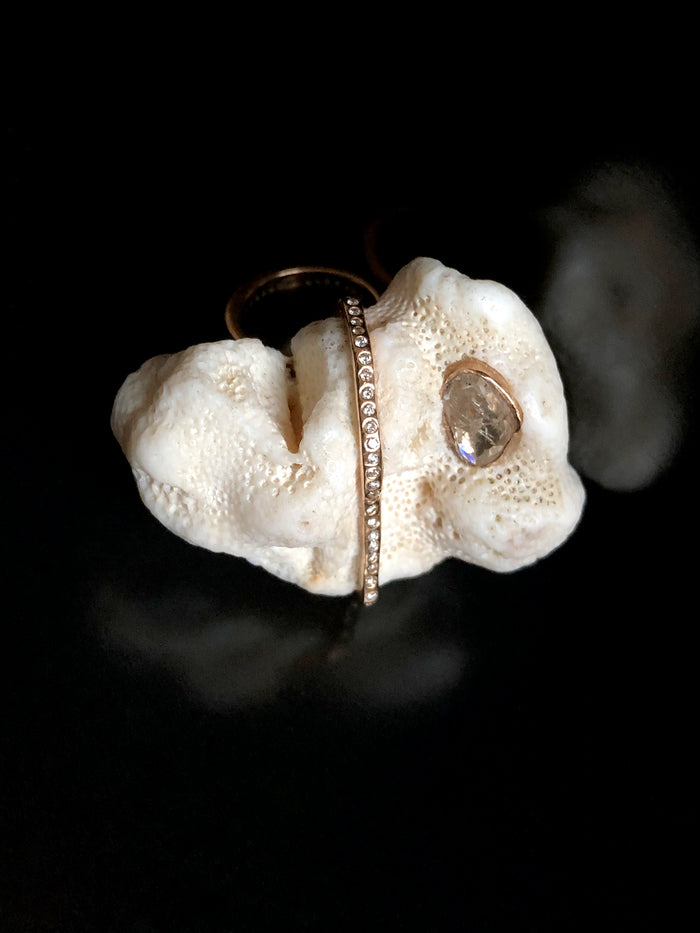 Dezso By Sara Beltran Coral Ring With Diamond Pave And Polki