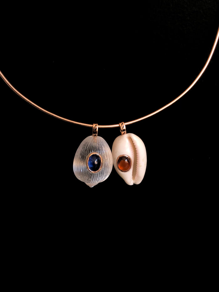 Dezso By Sara Beltran Cowry Shell With Cabochon Garnet