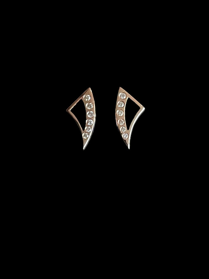 Dezso By Sara Beltran Deco Shark Fin Black Enameling Diamond Earrings