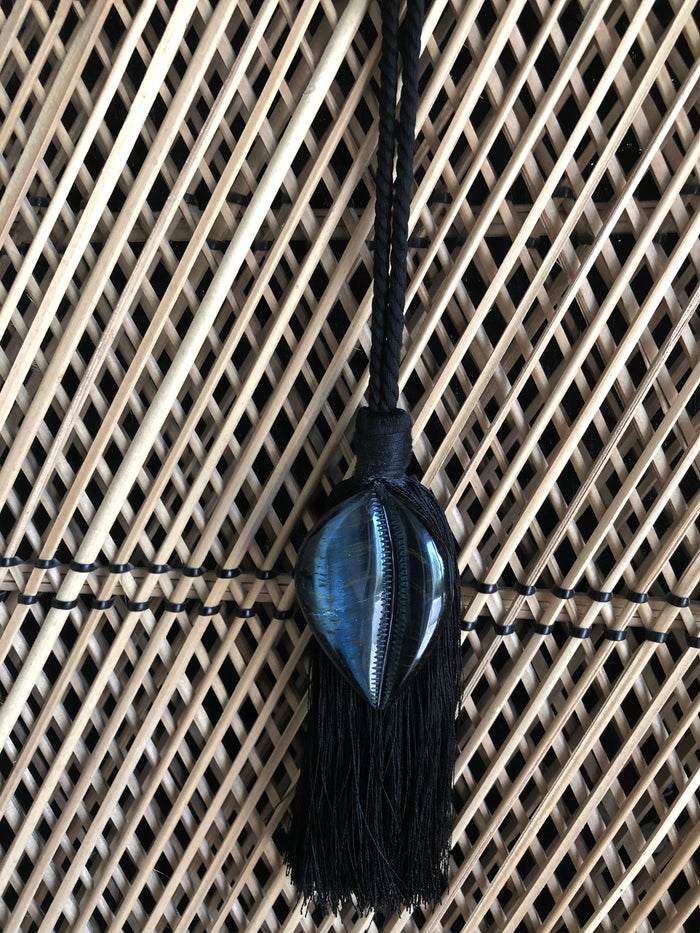 Dezso By Sara Beltran Blue Tiger Eye Cowry Tassel