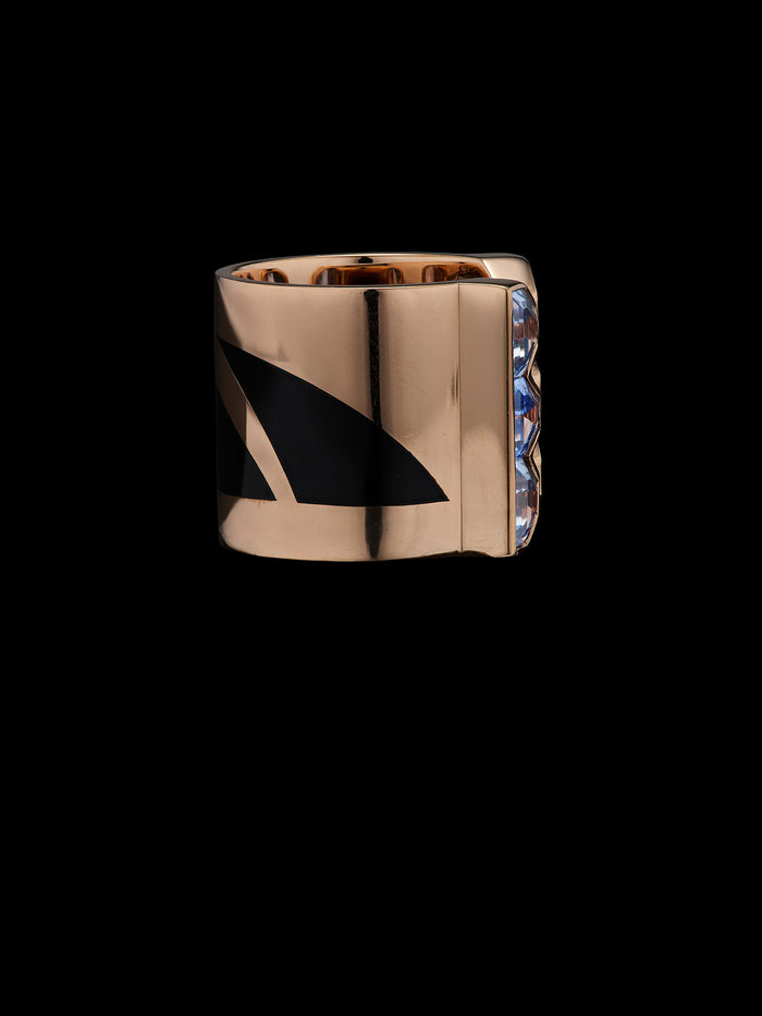 Dezso By Sara Beltran Deco Six Blue Sapphire Ring