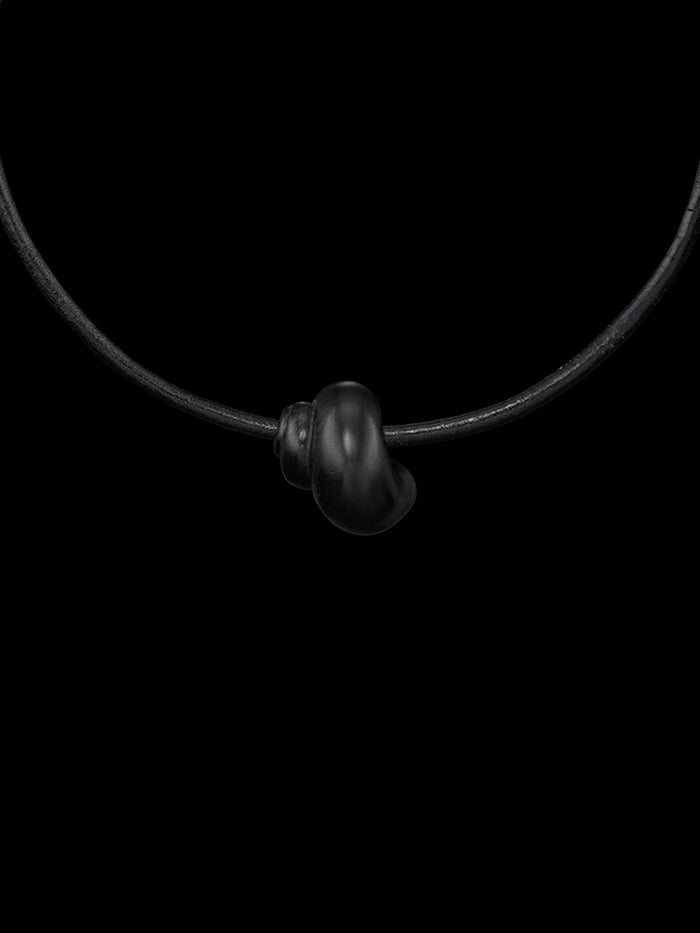 dezso by sara beltran Ebony Wood Turbo Bead with Shark Fin