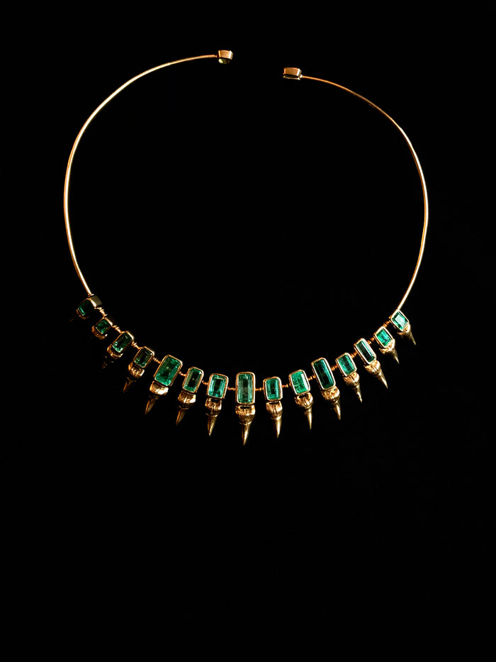 dezso by sara beltran Emerald Shark Tooth Surfer Tiara Necklace