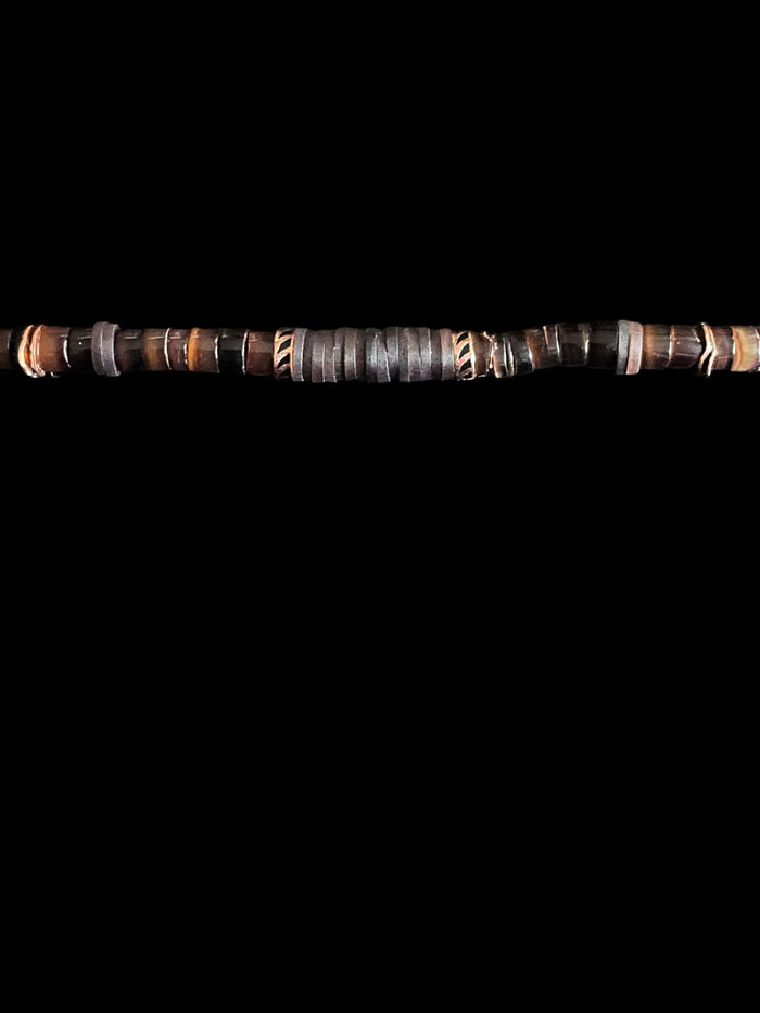 Dezso By Sara Beltran Heishi Classic Chocolate Shell And Coco Shark Fin Puka 5mm