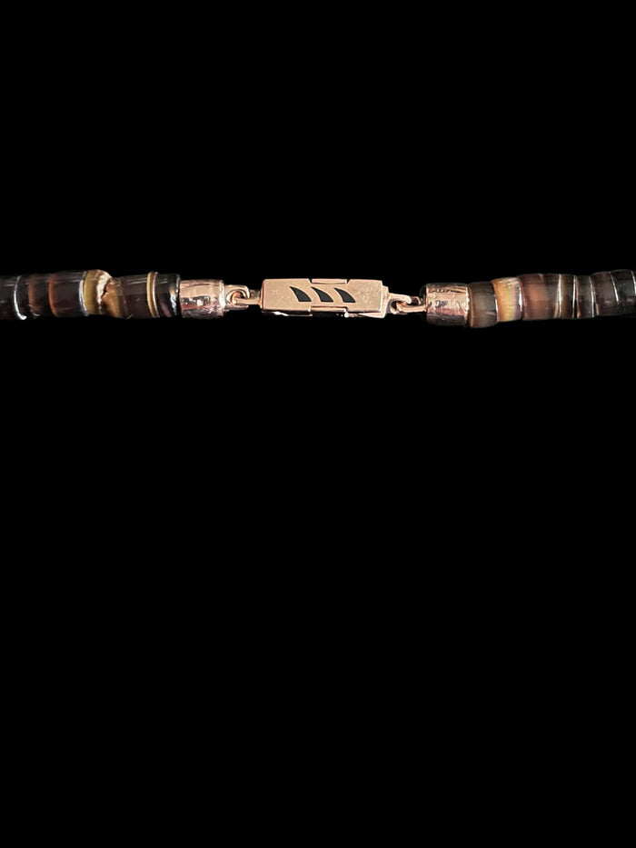 Dezso By Sara Beltran Heishi Classic Chocolate Shell And Coco Shark Fin Puka 5mm