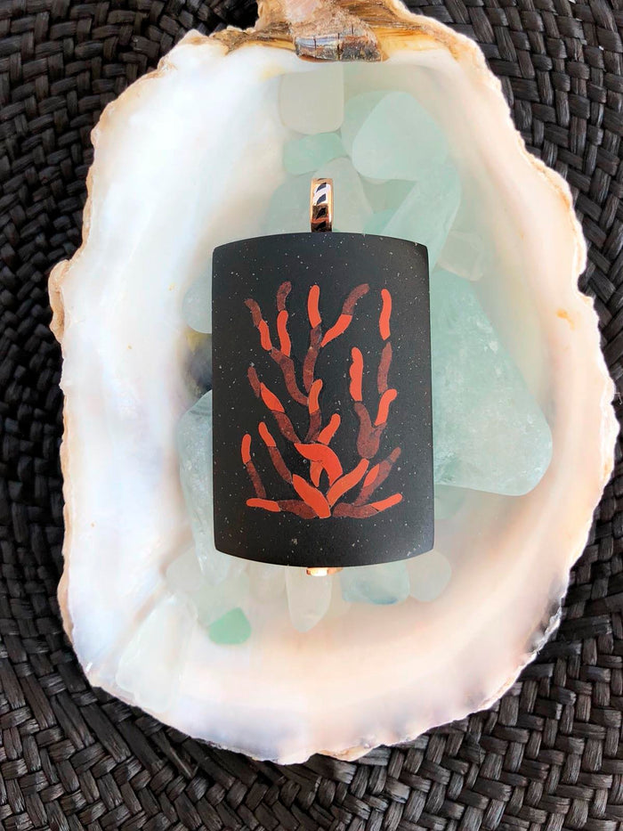 Dezso By Sara Beltran Jade Pendant With Jasper Coral Inlay
