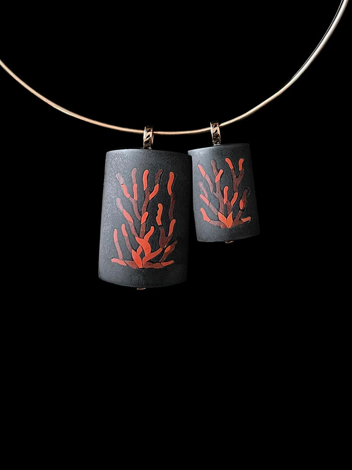 dezso by sara beltran Jade Pendant with Jasper Coral Inlay