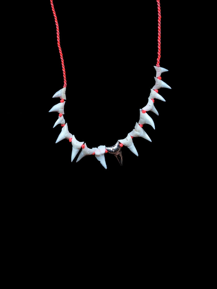 Dezso By Sara Beltran Natural And Single Silver Shark Tooth Tassel Necklace