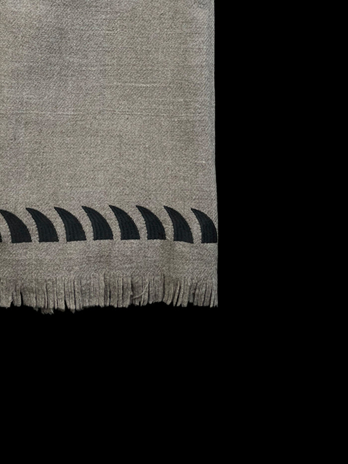 Dezso By Sara Beltran Natural Merino Wool Throw With Shark Fins