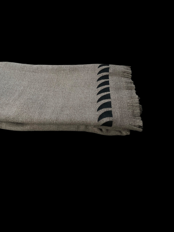 Dezso By Sara Beltran Natural Merino Wool Throw With Shark Fins