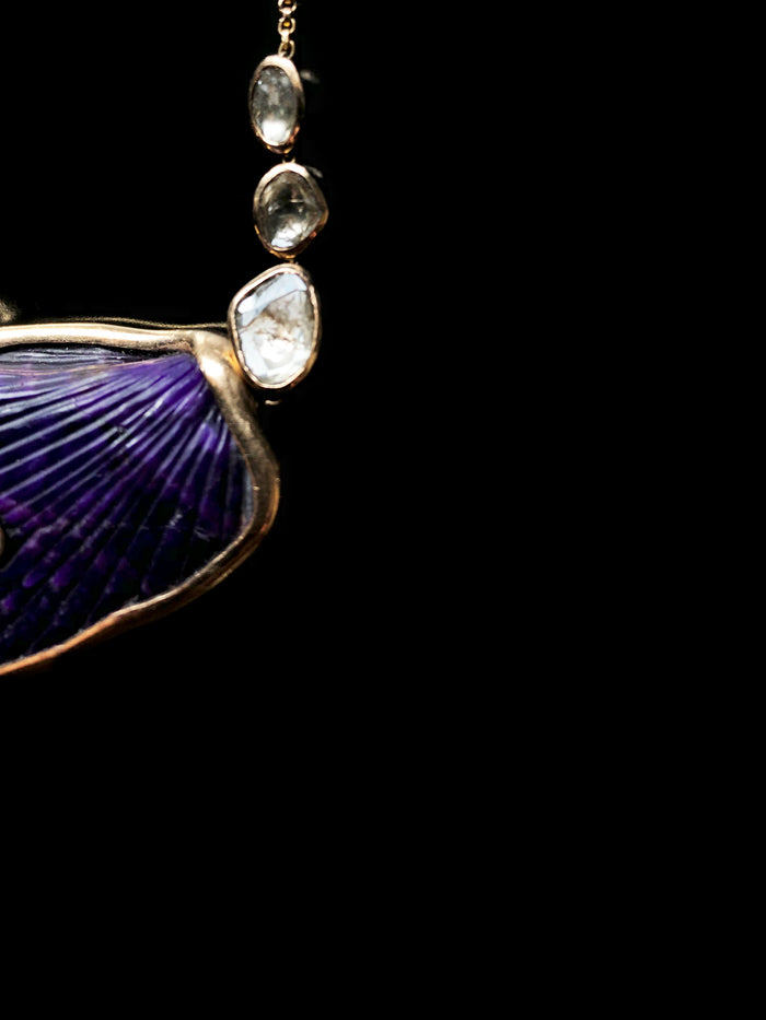 Dezso By Sara Beltran One Of A Kind Sugilite Polki Diamond Necklace