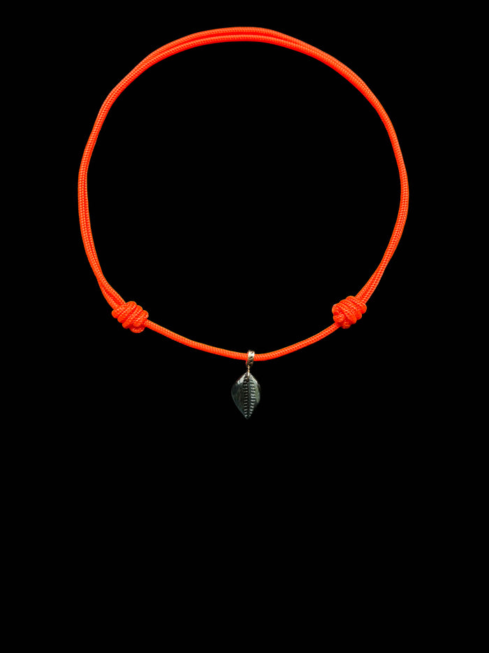 Dezso By Sara Beltran Petite Blue Tiger Eye Carved Cowry Paracord Necklace