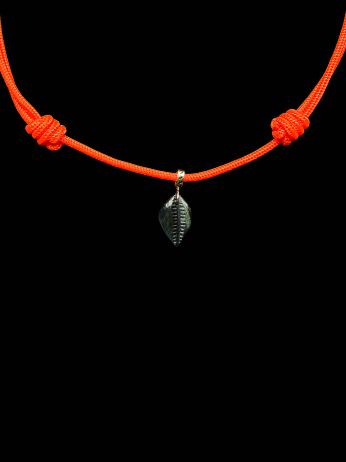 dezso by sara beltran Petite Blue Tiger Eye Carved Cowry Paracord Necklace