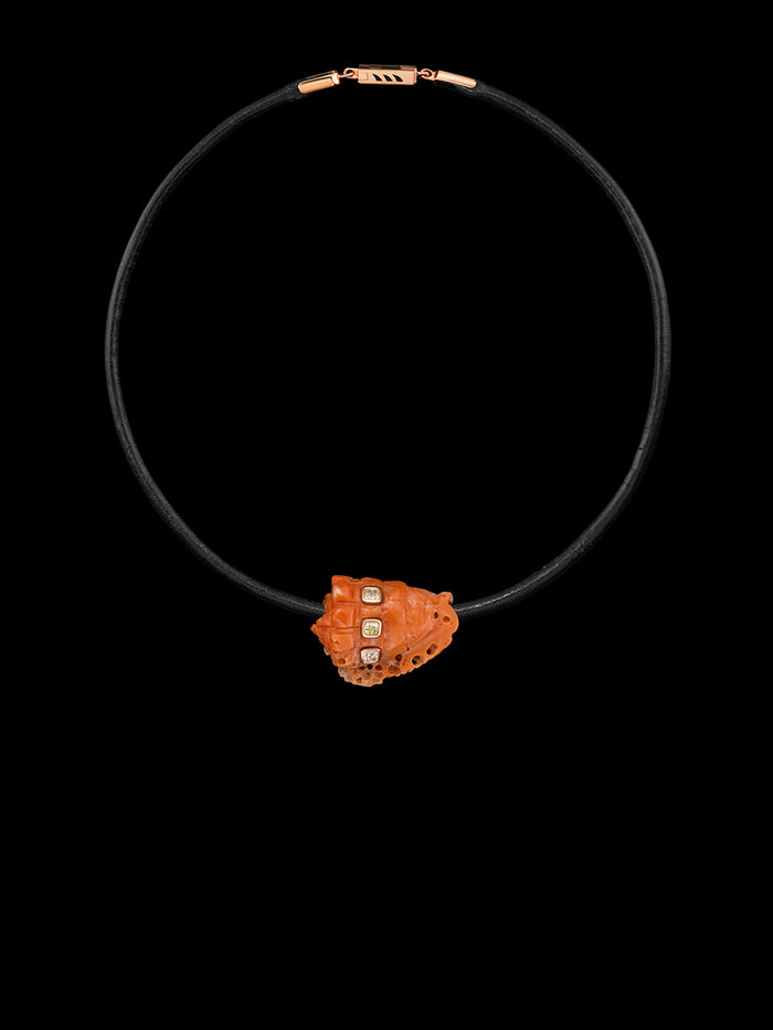 Dezso By Sara Beltran Petite Coral Conch Bead With Cushion Cut Diamonds 1