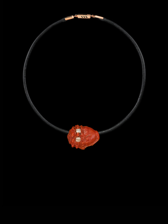 Dezso By Sara Beltran Petite Coral Conch Bead With Cushion Cut Diamonds 2