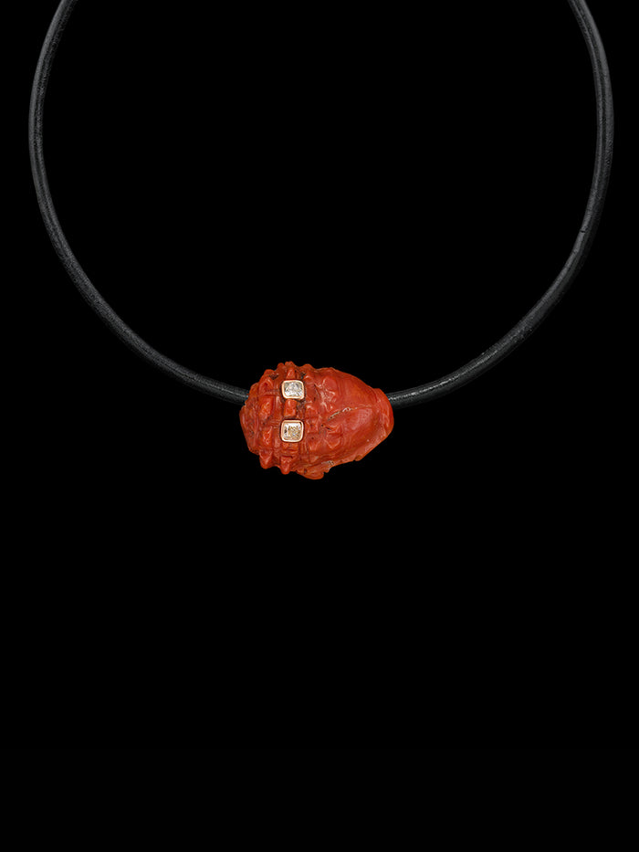 dezso by sara beltran Petite Coral Conch Bead with Cushion Cut Diamonds 2