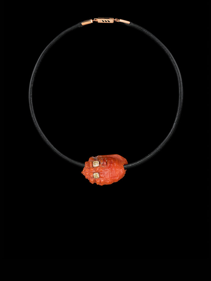 Dezso By Sara Beltran Petite Coral Conch Bead With Cushion Cut Diamonds 6