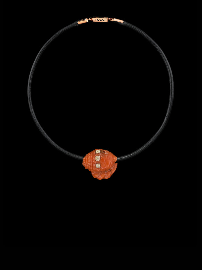 Dezso By Sara Beltran Petite Coral Conch Bead With Cushion Cut Diamonds 7