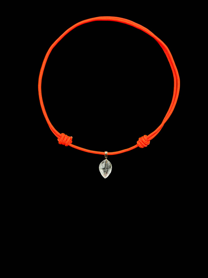 Dezso By Sara Beltran Petite Crystal Quartz Carved Cowry Paracord Necklace