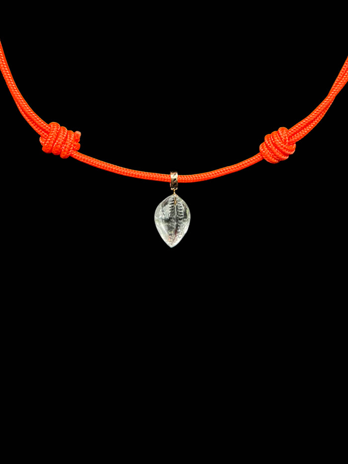 dezso by sara beltran Petite Crystal Quartz Carved Cowry Paracord Necklace