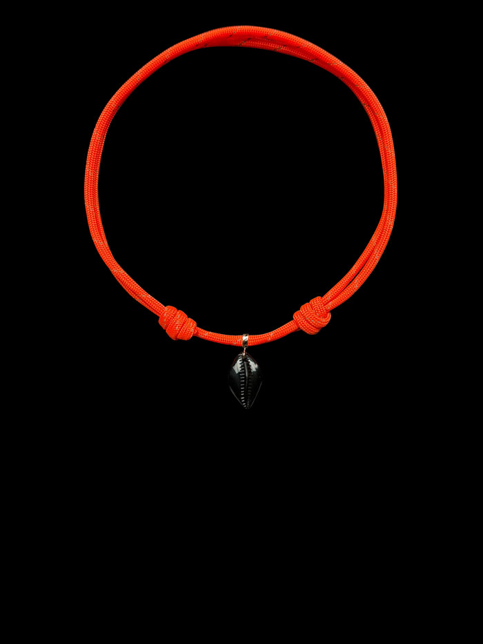 Dezso By Sara Beltran Petite Onyx Carved Cowry Charm On Neon Paracord