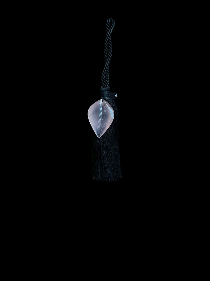 dezso by sara beltran Rose Quartz Carved Cowry Tassel