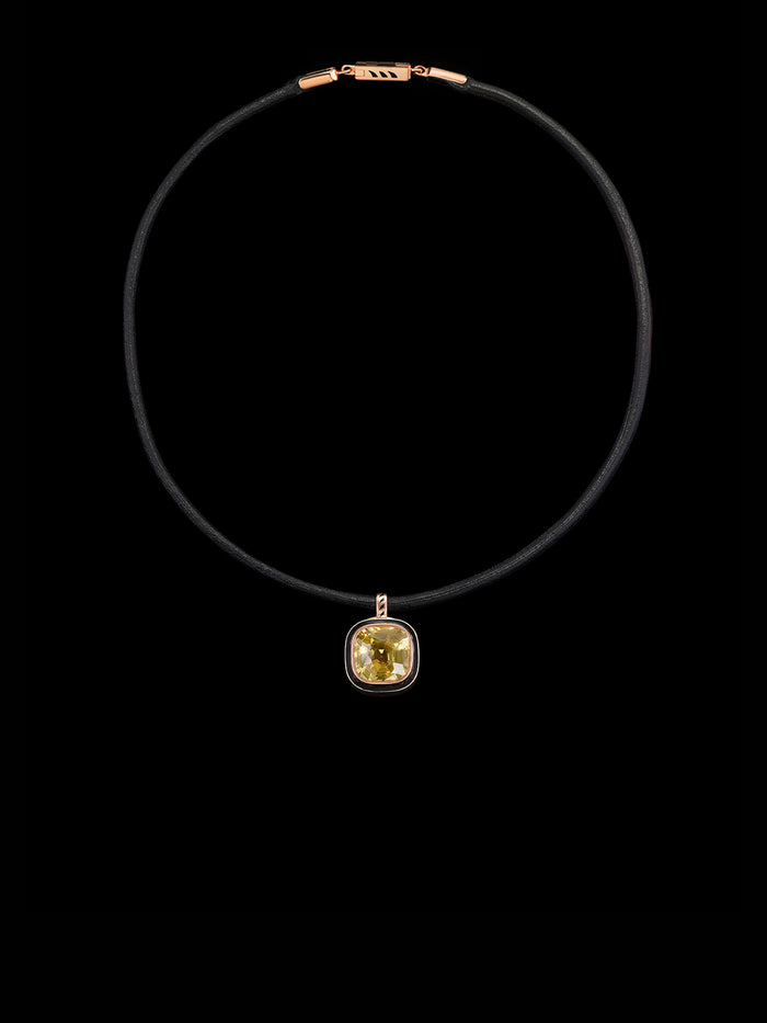 Dezso By Sara Beltran Sapphire Cushion Black Enamel Charm